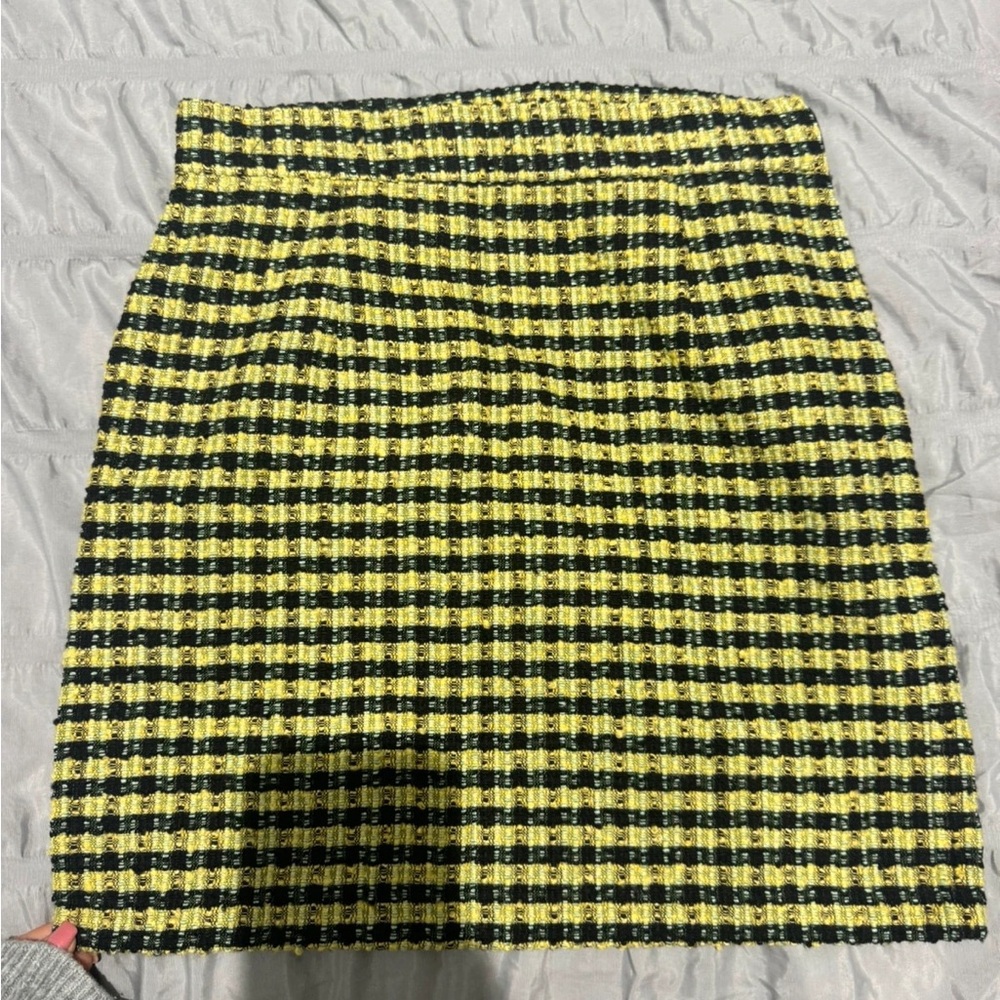 ASOS Yellow and Black Checkered Pencil Skirt
